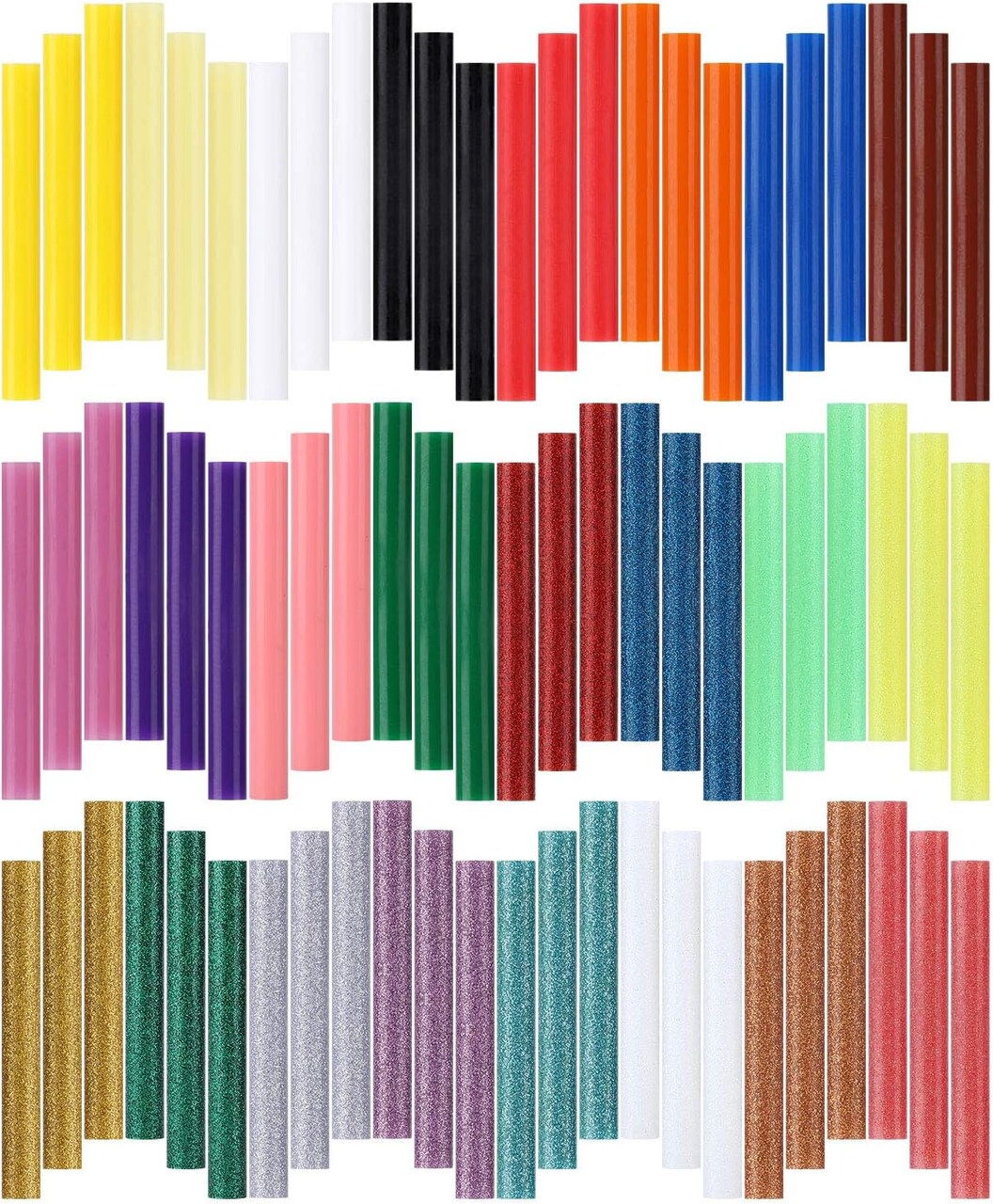 24 Colors Hot Glue Sticks - 0.4" x 3.9", Mini Size Melt Hot Glue Sticks, 36pcs Colored + 36pcs Glitter, Multipurpose for Art Craft Project, General Repair, Bonding, Sealing, 72 Counts